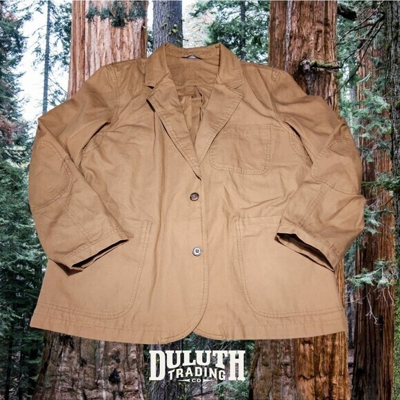 Duluth Trading Co Canvas Workwear Blazer Mens Tan Khaki 24501 Large